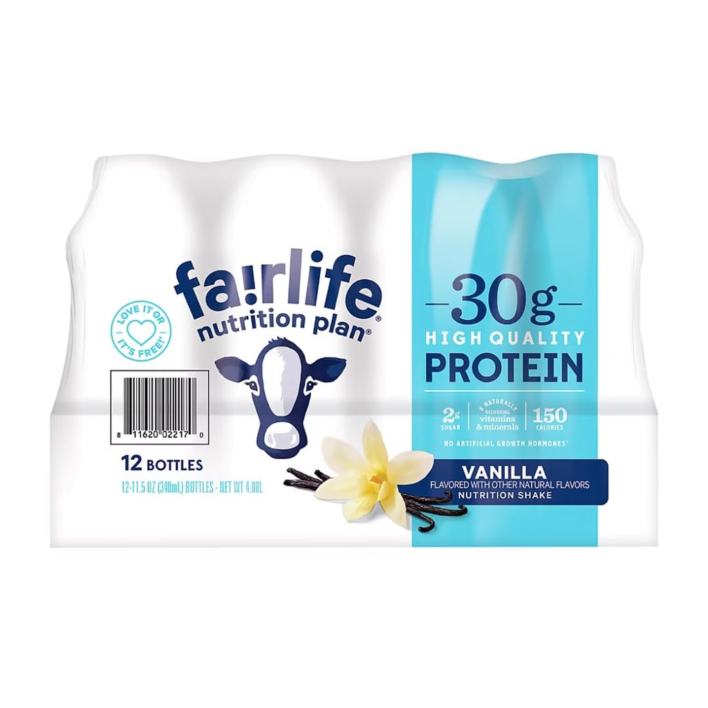 Fair Life Nutrition Plan High Protein Liquid Shake, Vanilla, 11.5 Fl Oz, Packung mit 12
