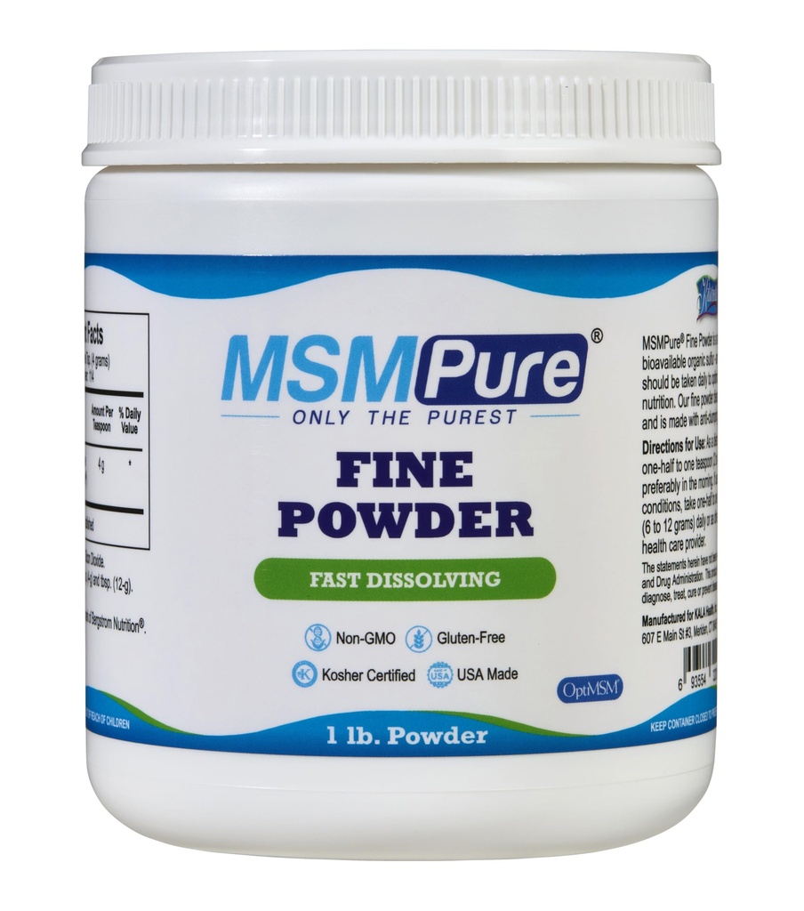 KALA SANTE MSMPure Dissolution rapide Fine MSM Powder Crystals – US-Fabriqué MSM pour la santé articulaire, l'apparence cutanée et le soutien des cheveux et ongles – 1 lb, soufre organique