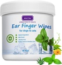 Dog Ear Wipes für Hunde & Katzen, 60 Count Large Size - Gently Entfernen Ear Wax, Debris - Sooths & Deodorizes - Relieve Ear Itching & Inflammation, Fresh Coconut Scent