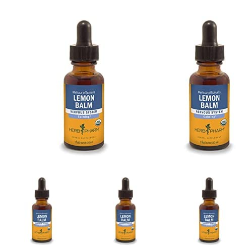 Kräuter Pharm Certified Organic Lemon Balm Liquid Extract für die Berechnung Nervous System Support, Organic Cane Alcohol, 1 Unze (Pack von 5)