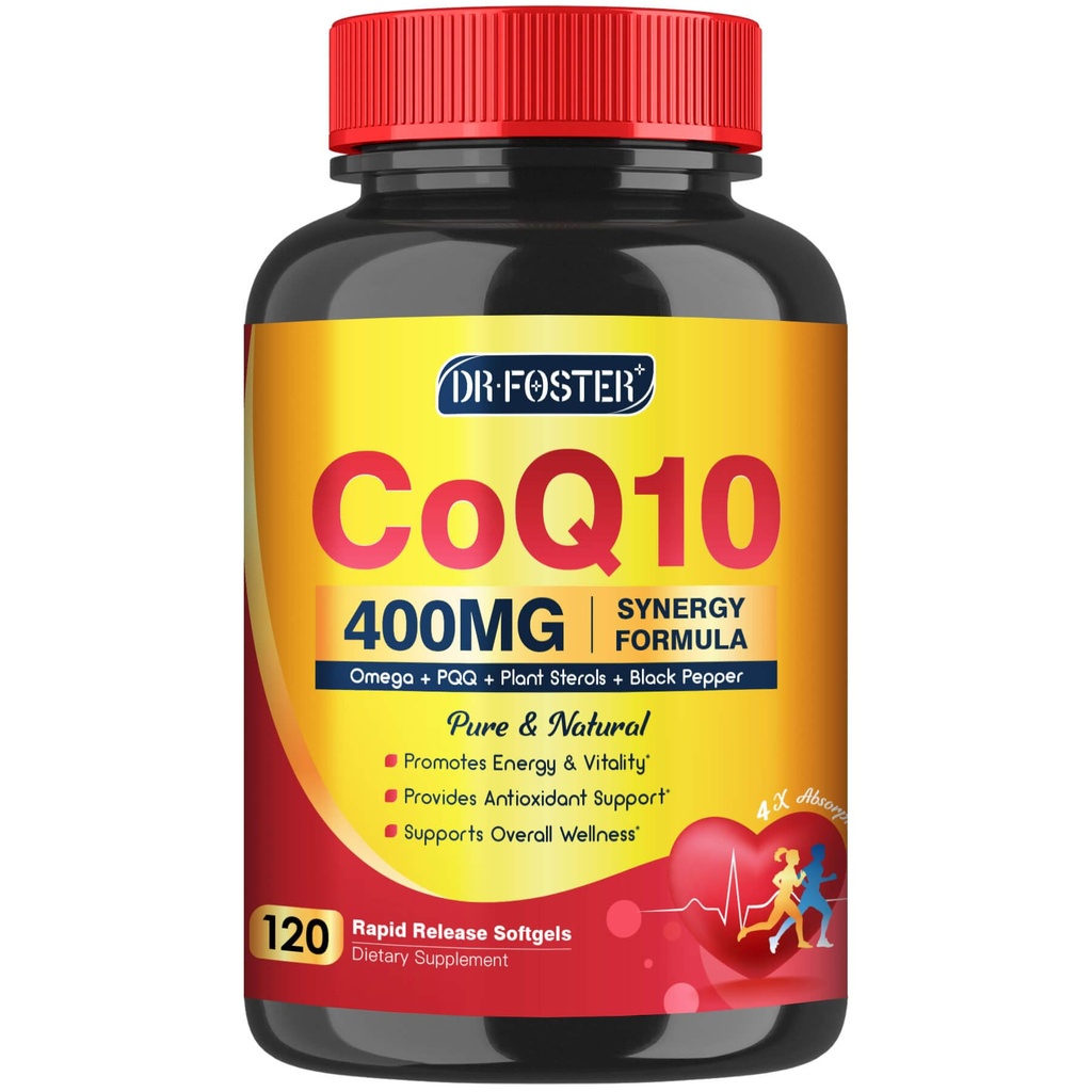 CoQ10 400mg SoftGels COQ10 - CQ10 Coenzym Q10 Supplement, Plus PQQ, Omega 3, und Vitamin E, für Herz- und Zellenergie, 120 Portionen