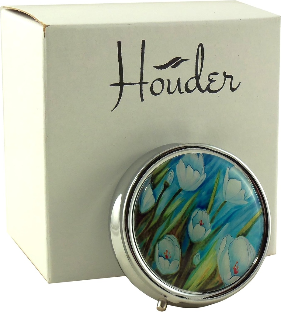 Designer Pille Box von Houder - Dekorative Pille Case mit Geschenkbox - Carry Your Meds in Style (Tulips)