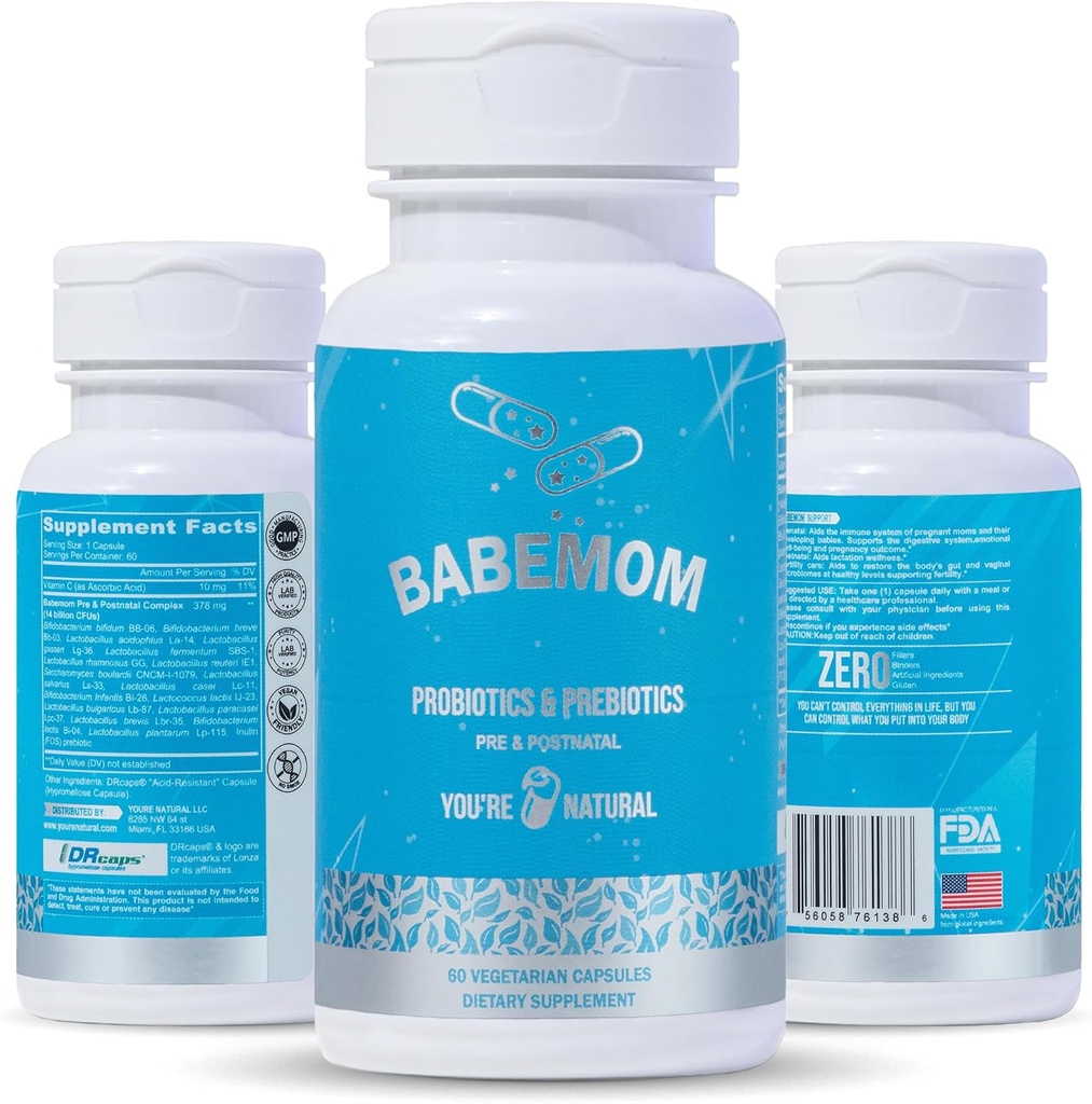 VOUS ÊTES NATUREL Probiotique et vitamine prébiotique prénatale et postnatale pour les femmes et les bébés