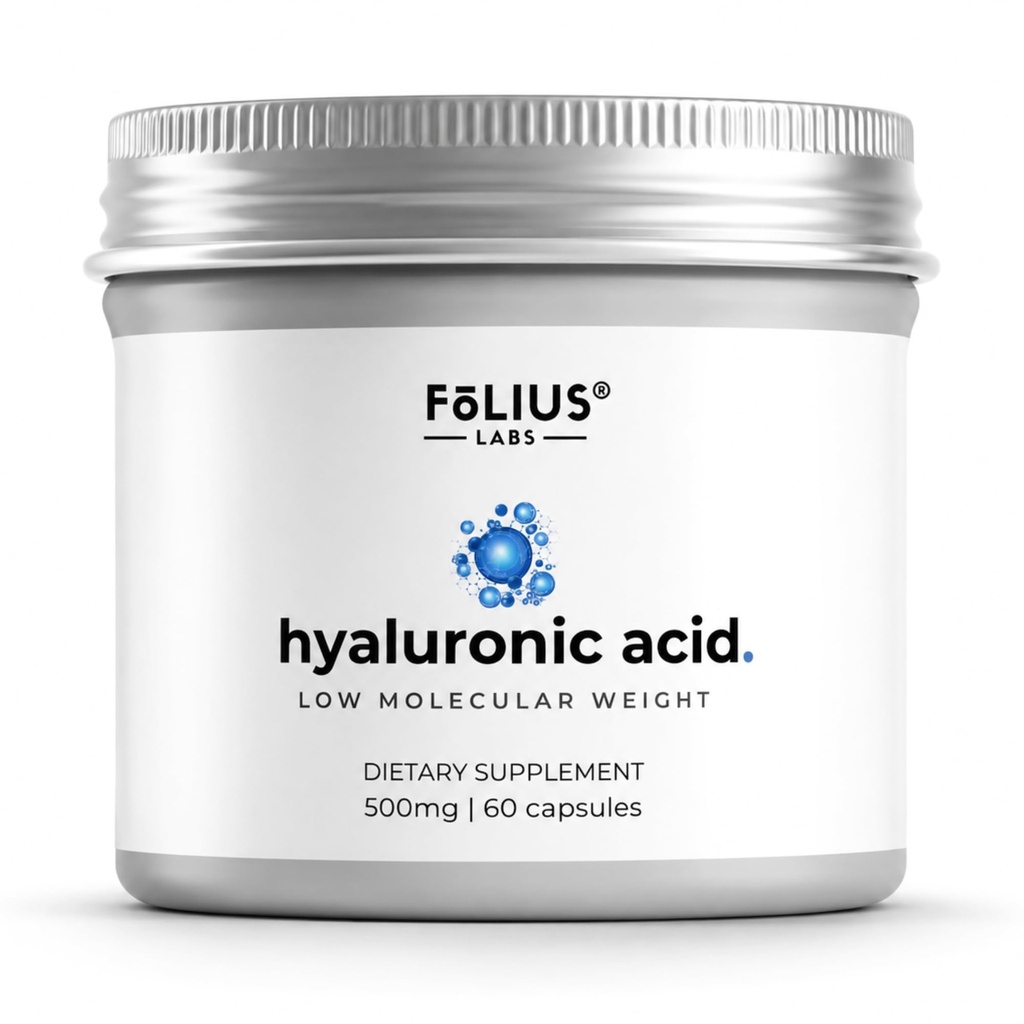 Ultra High Purity Hyaluronsäure Kapseln 500mg - 95% Natriumhyaluronat - hoch gereinigt und bioverfügbar - geringes Molecular Weight - Non-GMO Fermented - 60 Kapseln