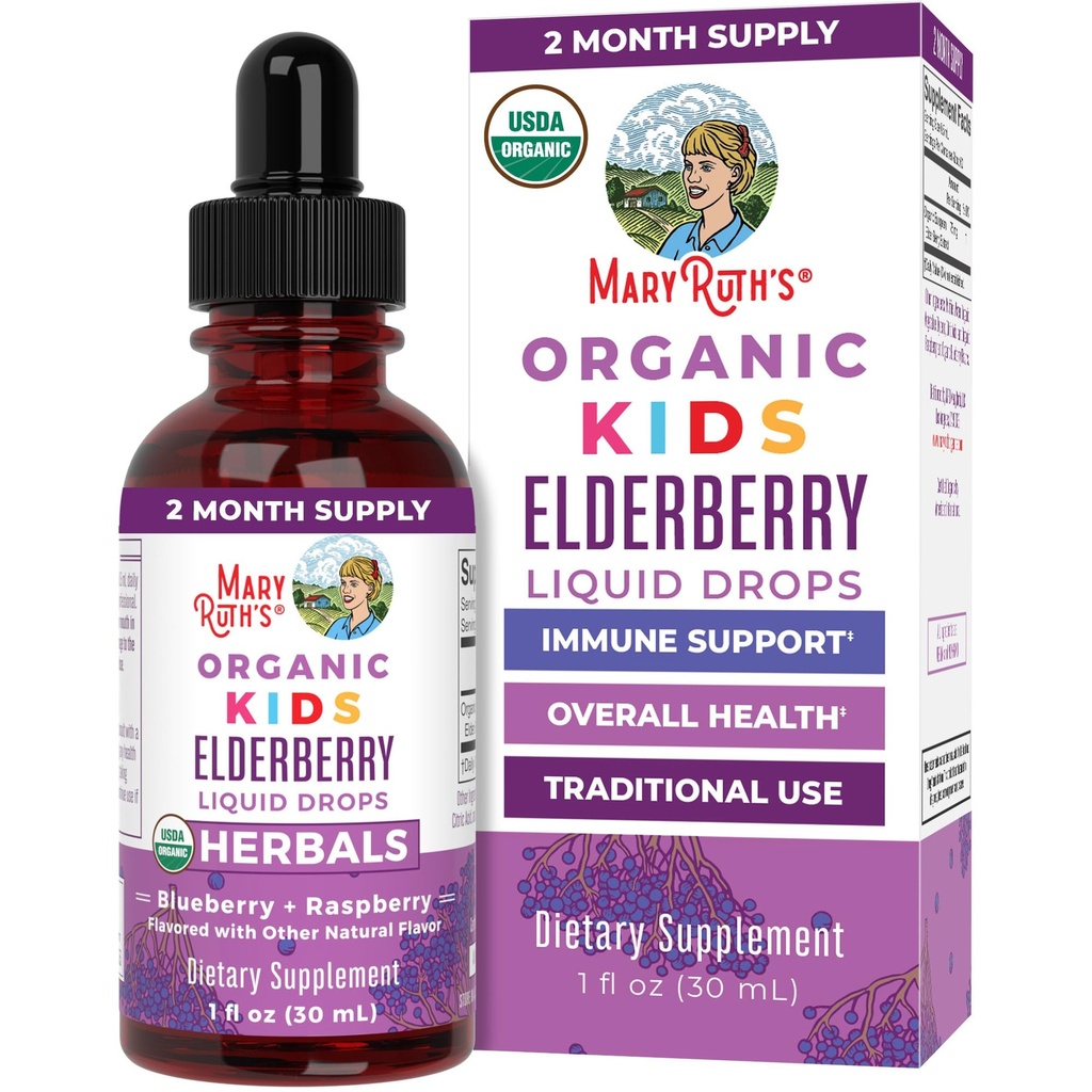 MaryRuth Organics USDA Bio Elderberry Liquid Drops for Kids.