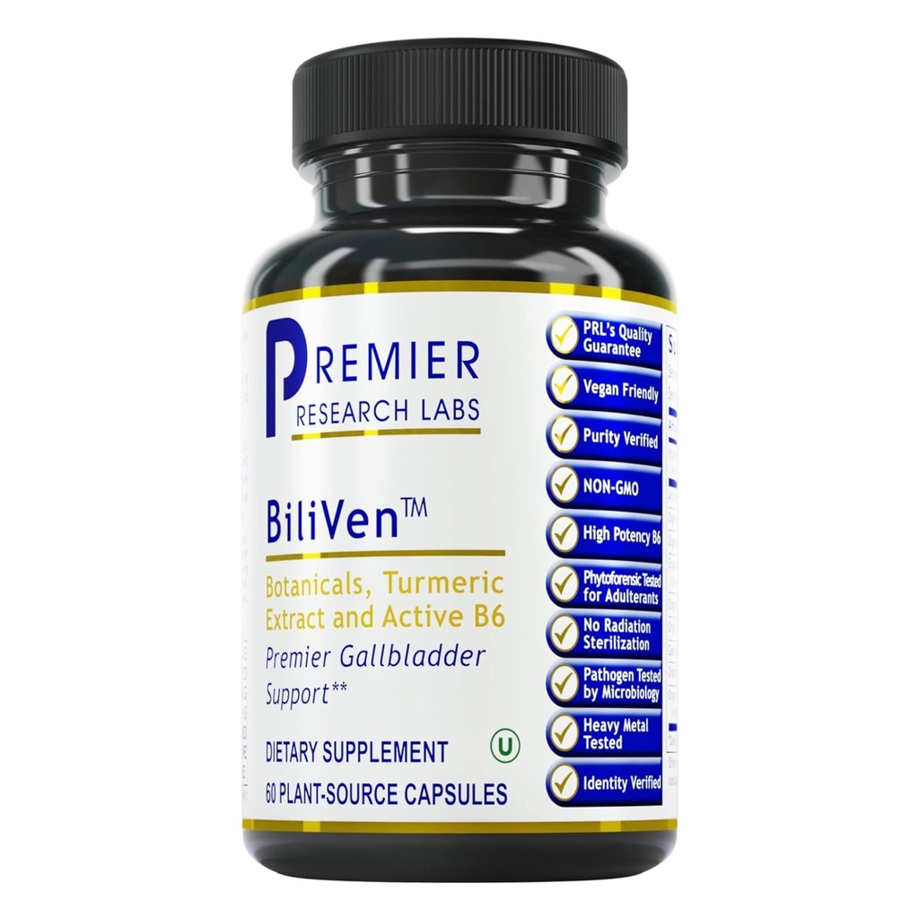 Premier Research Labs BiliVen -Gallbladder & Liver Cleanse Supplement, Gallbladder Support Pillen mit Artichoke Extract, Milchdistel, Vitamin B6, Beet Root, Turmeric, Curcumin- 60 Vegetarische Kapseln