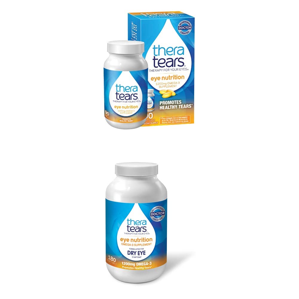 TheraTears 1200mg Omega 3 Supplement für Augenernährung, organic Flaxseed Triglycerid Fischöl & VIT E,90 Count mit Thera Tears 1200mg Omega 3 Supplement für Augenernährung, & Vitamin E, 180 Count