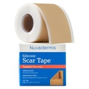 NUVADERMIS Ruban à cicatrices en silicone pour cicatrices chirurgicales - rouleau de 120 po x 1,5 po - Ruban à cicatrices médicales pour rides, cicatrices chirurgicales, cicatrices kéloïdes et cicatrices hypertrophiques - rouleau à feuilles de cicatrices réutilisables - 1 emballage