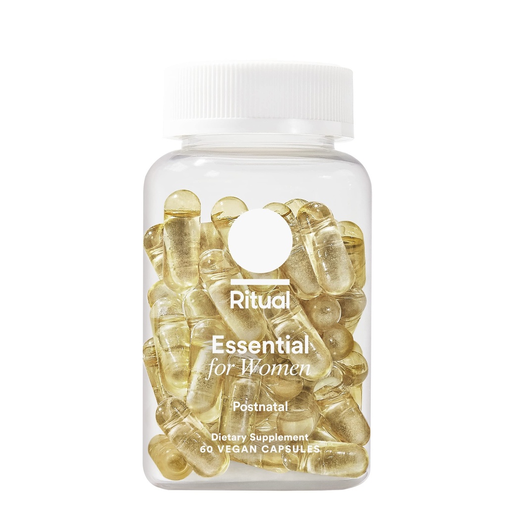 Rituel essentiel pour les femmes Multivitamine postnatale - Vitamine postpartum - Omega-3 DHA et Choline pour le soutien de l'allaitement, vitamine A, C, D3 et zinc pour le soutien de la fonction immunitaire*, B12, Iodine, Biotine, 30 jours