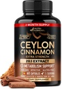 Ceylon Cinnamon Capsules - Extra Strength - Energy Heart & Metabolism Unterstützung für Männer & Frauen - Pure Natural Cinnamon 20:1 Extract Supplement - GMO & Gluten Free - Made in USA - 60 Kapseln 2 Monate