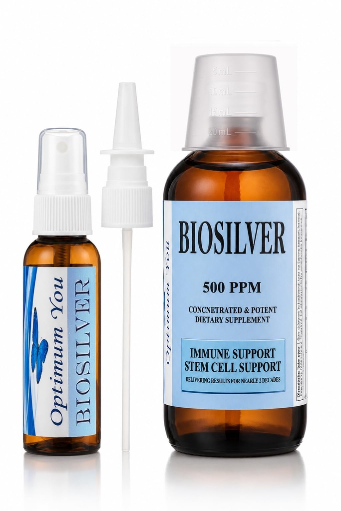 BIOSILVER | Kolloidale Silberflüssigkeit | 500 ppm, Extrastärke, 8 Unzen mit Sprühflasche | Immun- & Stammzellenunterstützung | Wound Care & Superior Heilung
