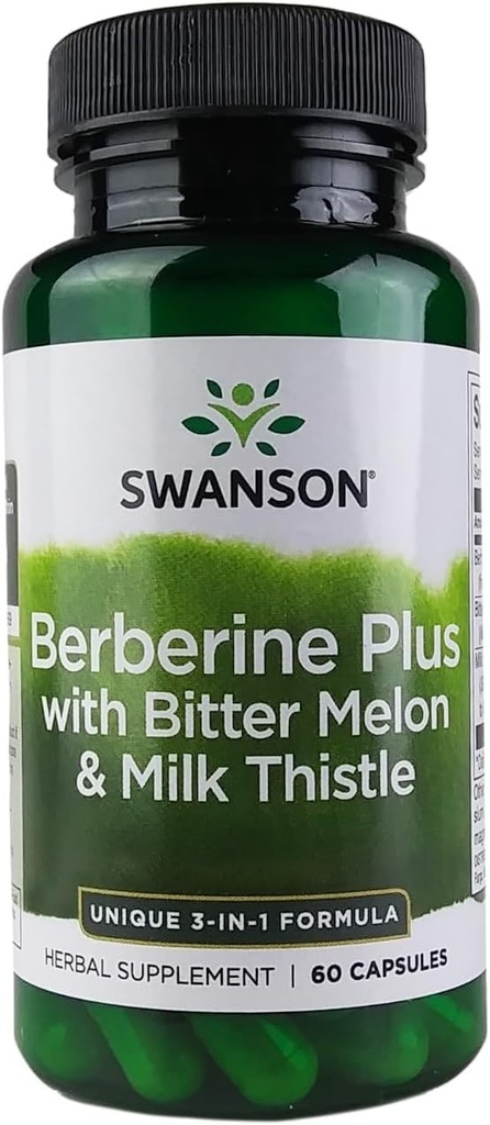 Swanson Berberine Plus mit Bitter Melon & Milk Thistle - 3-in-1 Formula 60 Caps