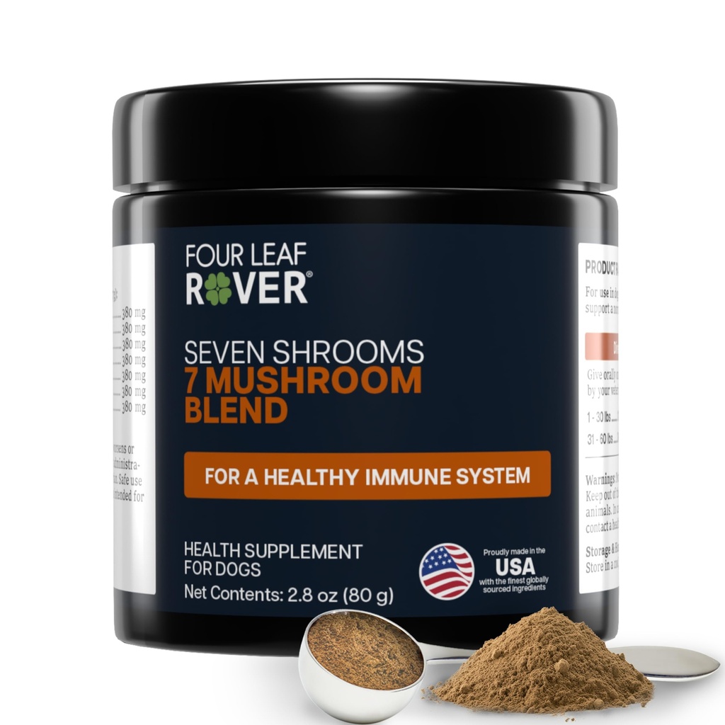 Vier Blatt Rover Seven Shrooms - Organic Mushroom Supplement für Hunde - Veterinarian Formulierter Ganzer Pilzextrakt