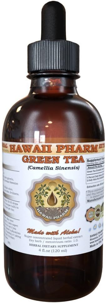 HawaiiPharm Grüner Tee Flüssigextrakt, Grüner Tee (Camellia Sinensis) Blattpulver Zuschnitt 2 oz