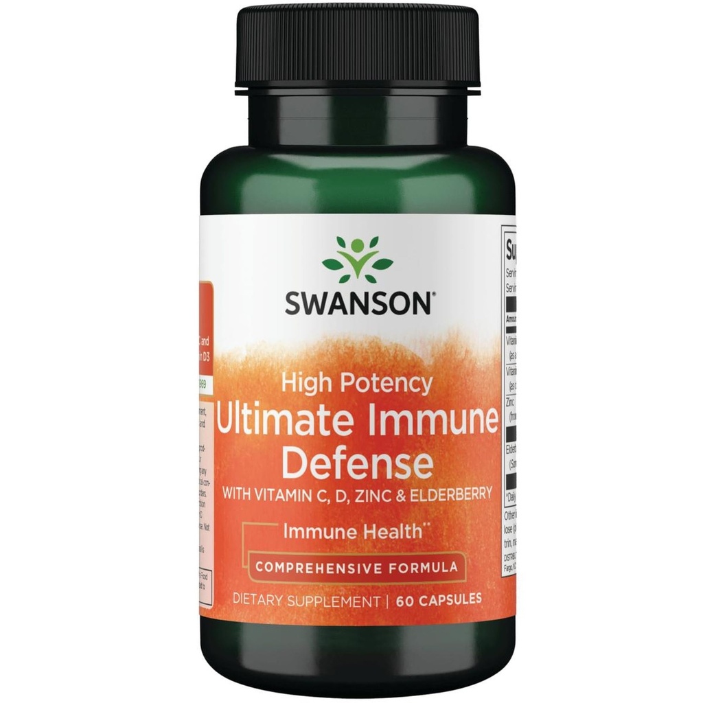 Swanson High Potency Ultimate Immune Defense mit C, D, Zink & Elderberry 60 Caps