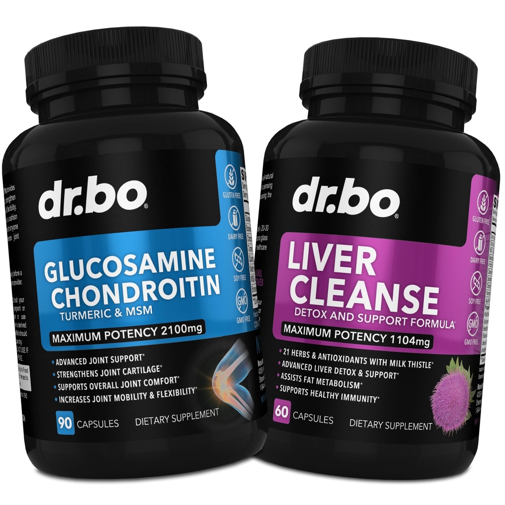 Glucosamin Chondroitin MSM Turmeric & Liver Cleanse Detox - Joint Health Supplement Knie Knochen Gelenke, Leberreiniger Detox-Unterstützung - Joint Support Pillen Glucosamin Sulfat Kapseln Gelenke Ergänzungen
