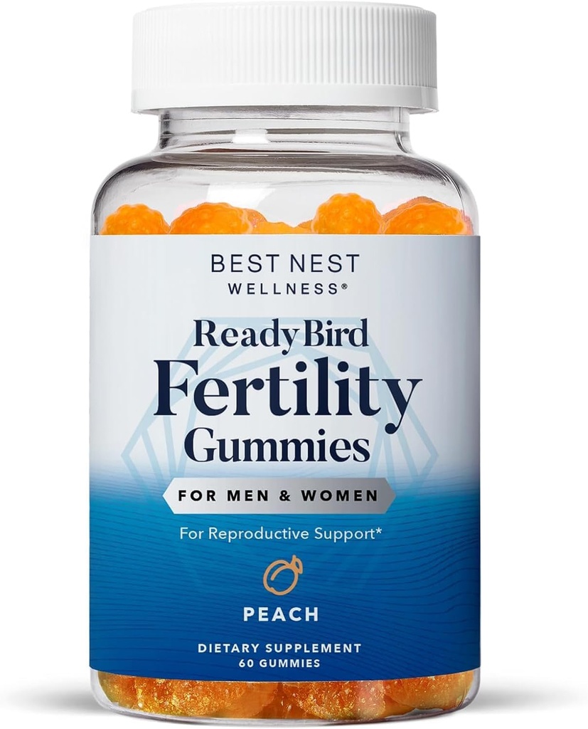 Best Nest Wellness Fertility Gummis - Prenatal Multivitamin for Conception Support - Nahrungsergänzung mit methylierten Vitaminen - Vibrant Health Support mit Coenzym Q10 - Peach, 60 Gummis