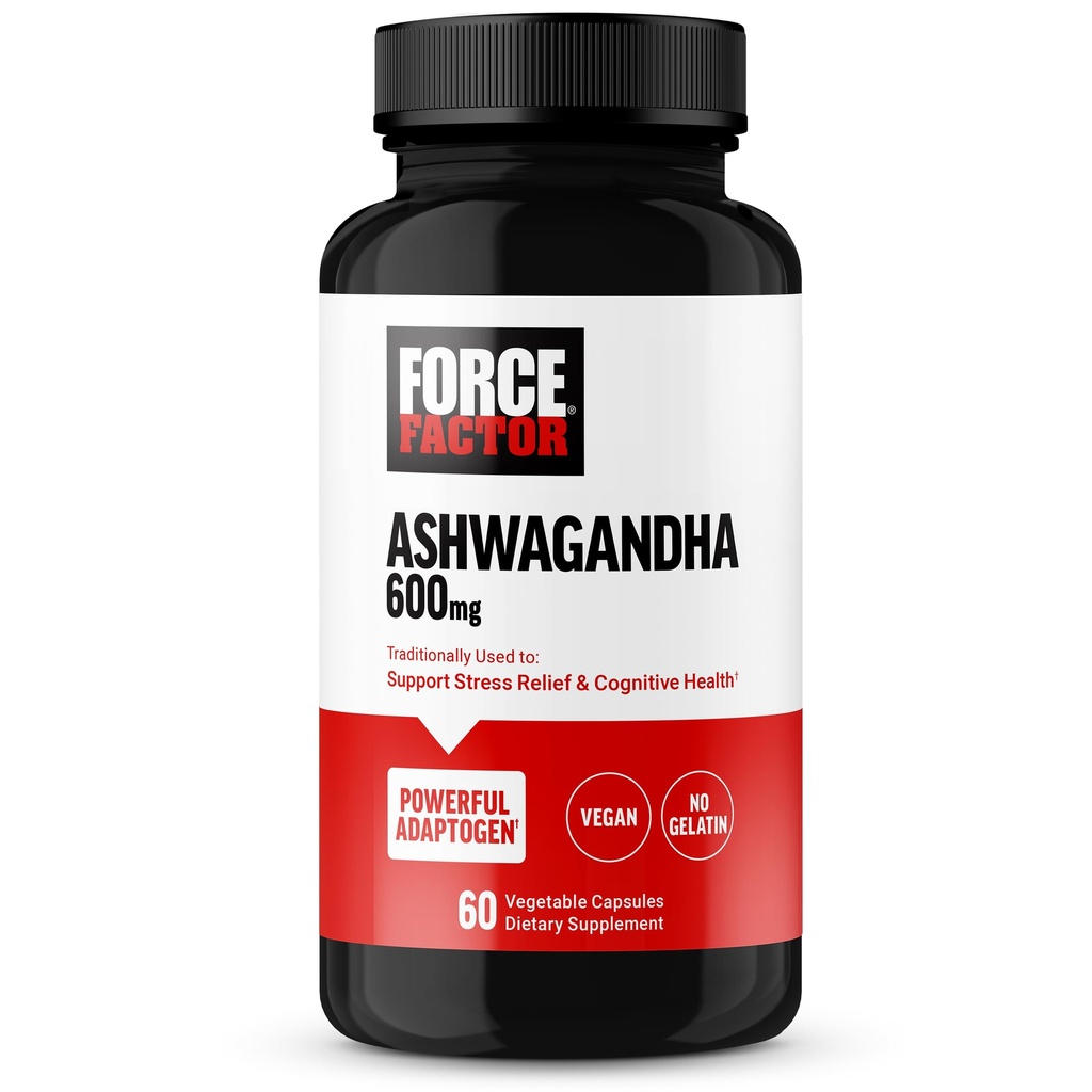 FORCE FACTOR Ashwagandha Ergänzungen Hergestellt mit Premium-Vegan Ashwagandha-Pulver, Adaptogene zur Unterstützung von Stress und kognitiven Gesundheit, keine Gelatine, Non-GMO, 60 Kapseln