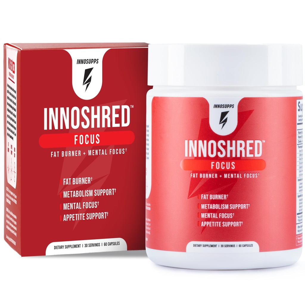 Inno Shred Focus Day Time Fat Burner, 100mg Capsimax, Grains of Paradise, Organic Caffeine, Green Tea Extract, Appetite Suppressant, Weight Loss Support, 60 Veggie Capsules (60 Kapseln, mit Fokus)