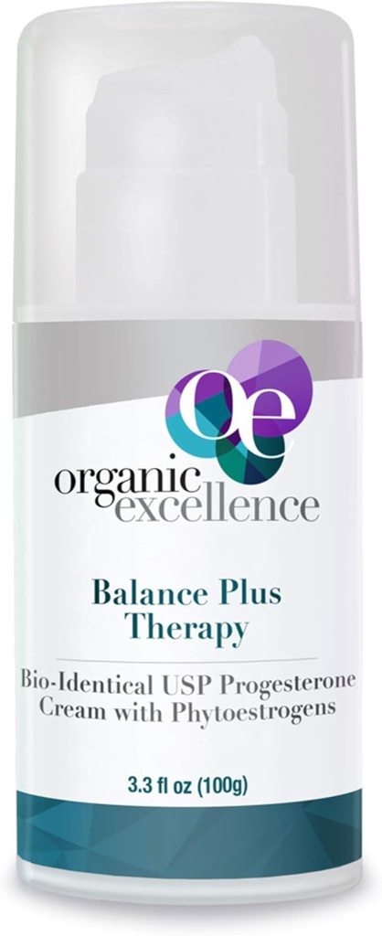 Bio Excellence Balance Plus Therapie - USP Bioidentical Organic Progesterone Cream für Damen - mit Phytoestrogenen - für Menopause Relief und natürliche Hormon Balance, 3.3 fl oz (100g)