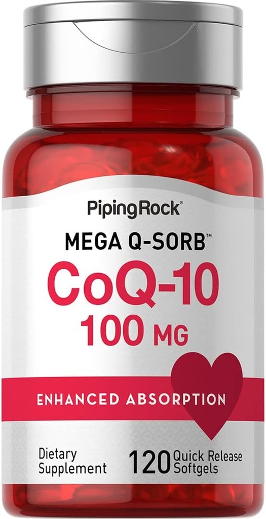 Piping Rock CoQ10 100mg | 120 Softgels | mit schwarzem Pfeffer Extrakt | Non-GMO, Glutenfreie Ergänzung