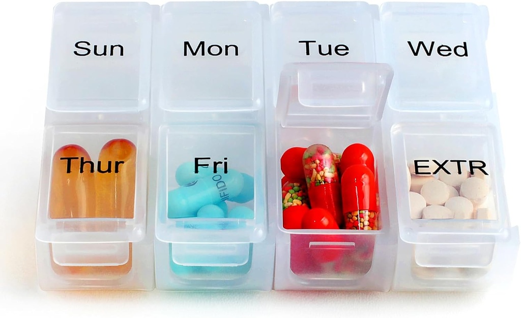Weekly Travel Pill Organizer Fall für Geldbeutel mit abnehmbaren 7 Tage Box, Modische Pille Behälter für Medizin, Vitamin, Ergänzung