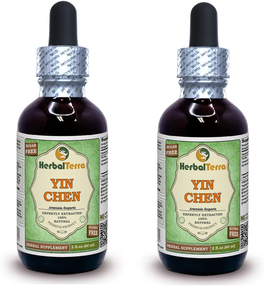 Yin Chen, Capillary Wormwood (Artemisia Scoparia) Glycerite, Dried Herb Alcohol-FREE Liquid Extract (Markenname: HerbalTerra, Proudly made in USA) 2x2 fl.oz (2x60 ml)