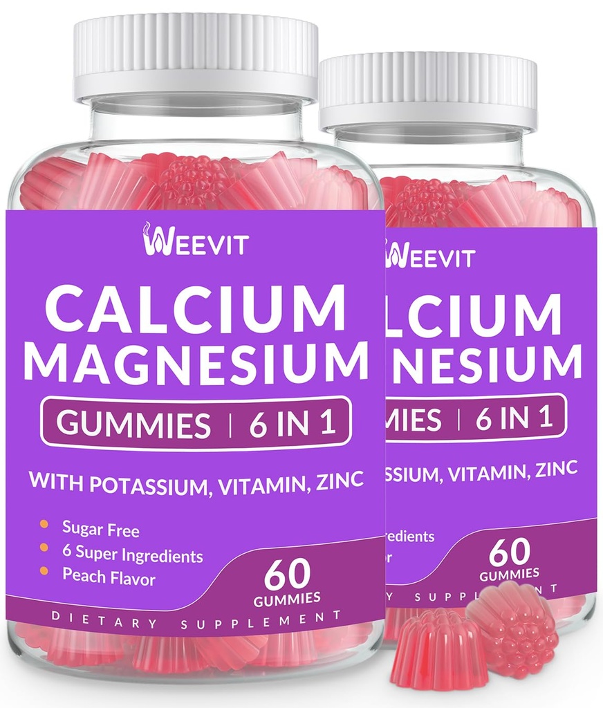 Gommies de calcium sans sucre avec/vitamine D3 K2, Gommies de zinc de magnésium de calcium pour os, muscles et immune, Algae CA Magnésium 2:1 Rapport supplément de calcium pour les femmes et les hommes - végétalien
