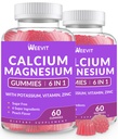 Zuckerfreie Kalzium-Gummien w/Vitamin D3 K2, Calcium Magnesium Zink-Gummien für Knochen, Muskel und Immun, Algae CA Magnesium 2:1 Ratio Calcium Supplement für Damen und Herren - Vegan