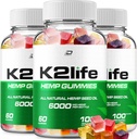 K2Life Hanf Gummis - mit Hanf Seed Extrakt K2 Life Hanf Gummis Tinnitus Kräuterergänzung, Gesundheit und Wellness Unterstützung, Alle natürlichen K2Life Hanf Gummy Advanced Formula (3 Pack - 180 Gummis)