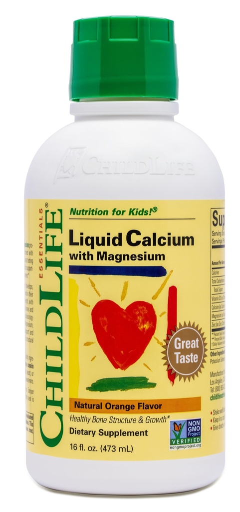 ChildLife Essentials Flüssige Kalziumergänzung für Kinder - Baby Kalzium mit Magnesium, Zink und Vitamin D3 - Orange Flavor, 16 fl oz (1 Pack)
