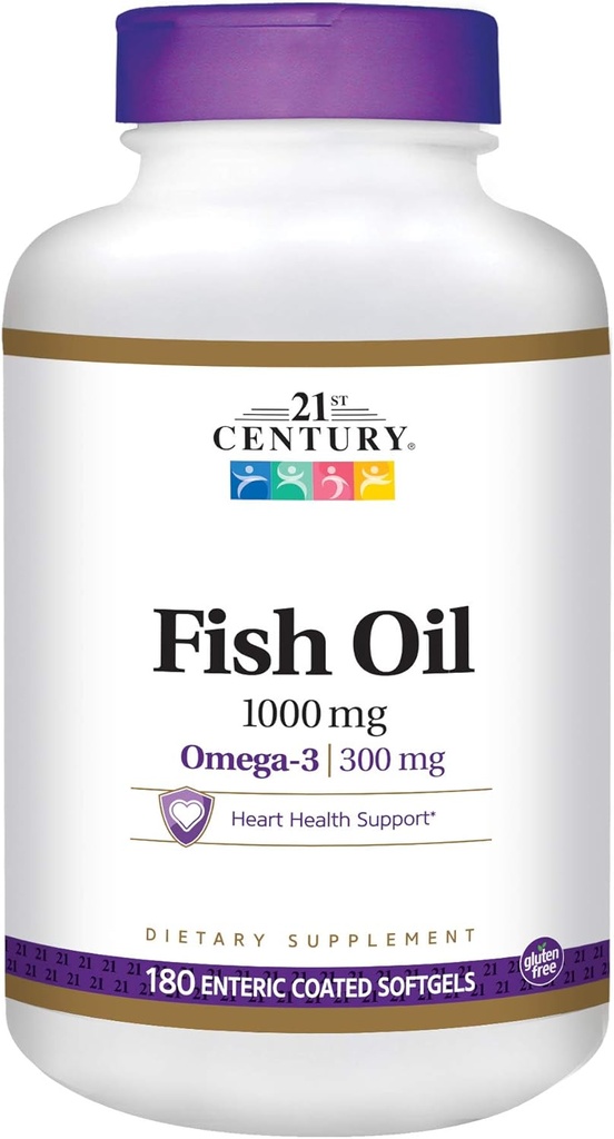 Fischöl des 21. Jahrhunderts 1000 mg Enteric Coated Softgels, 180-Count (Pack von 2)