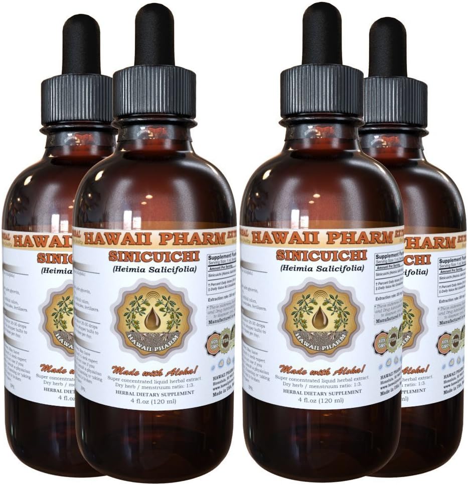 Sinicuichi Liquid Extract, Sinicuichi (Heimia Salicifolia) Tinktur, Kräuterergänzung, Hawaii Pharm, Made in USA, 4x4 fl.oz