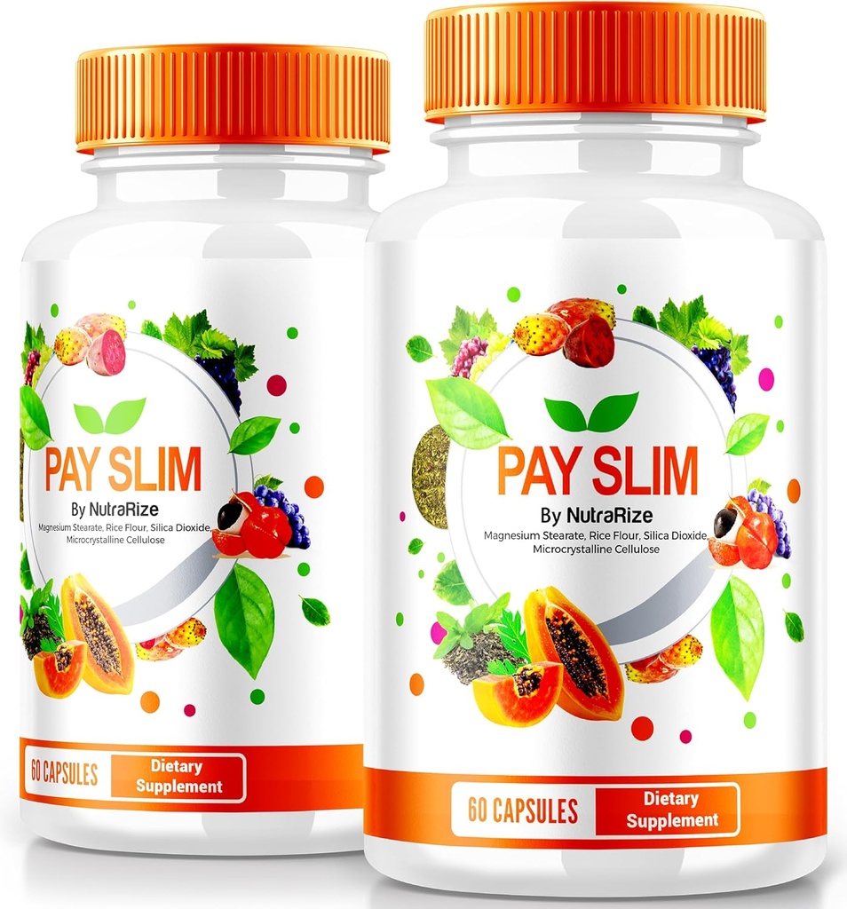 NutraRize (2 Pack) Pay Slim Capsules, PaySlim All-Natural Supplement für gesunde Gewichtsverlust, Premium-Formel, um Körper- und Fitnessziele zu erreichen, offizielle Bewertungen (120 Kapseln)