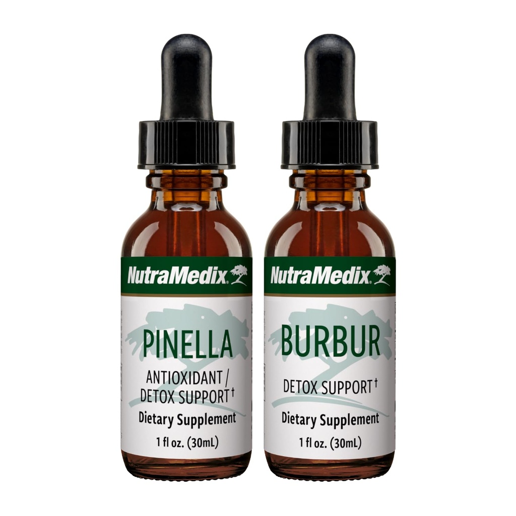 NutraMedix Detox Support Bundle - Flüssige Tropfen für Reinigung & Detox Support & Occassional Brain Fog - Pinella Anise Drops & Burbur Extract for Healthy Detoxification (2 Count, 1 Oz)