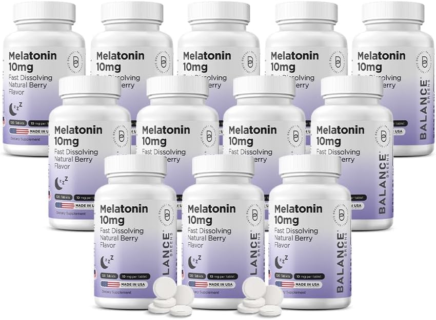 Balancebreens Melatonin 10mg Fast-Dissolve, 120 Tabletten – Natürliche Schlafhilfe für restliche Nächte, Drug-Free Unterstützung für Entspannung und Stille