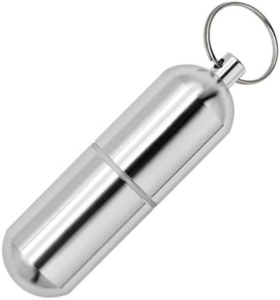 Portable Pille Organizer Small Travel Pill Box Schlüsselanhänger Mini Daily Pill Case Container, Wasserdichte Metall Pillenhalter Medizin Flasche für Ergänzungen, Pillen, Vitamine und Medikamente (Large)