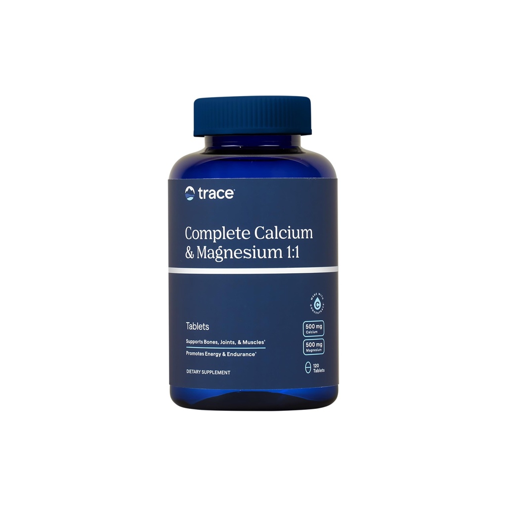 Trace Minerals Calcium & Magnésium Complet 1:1 - Supplément diététique pour Bone Health & Energy Support - Supplément minéral pour aider Immune Health - Formule avec Sea Minerals - 120 comprimés (30 portions)