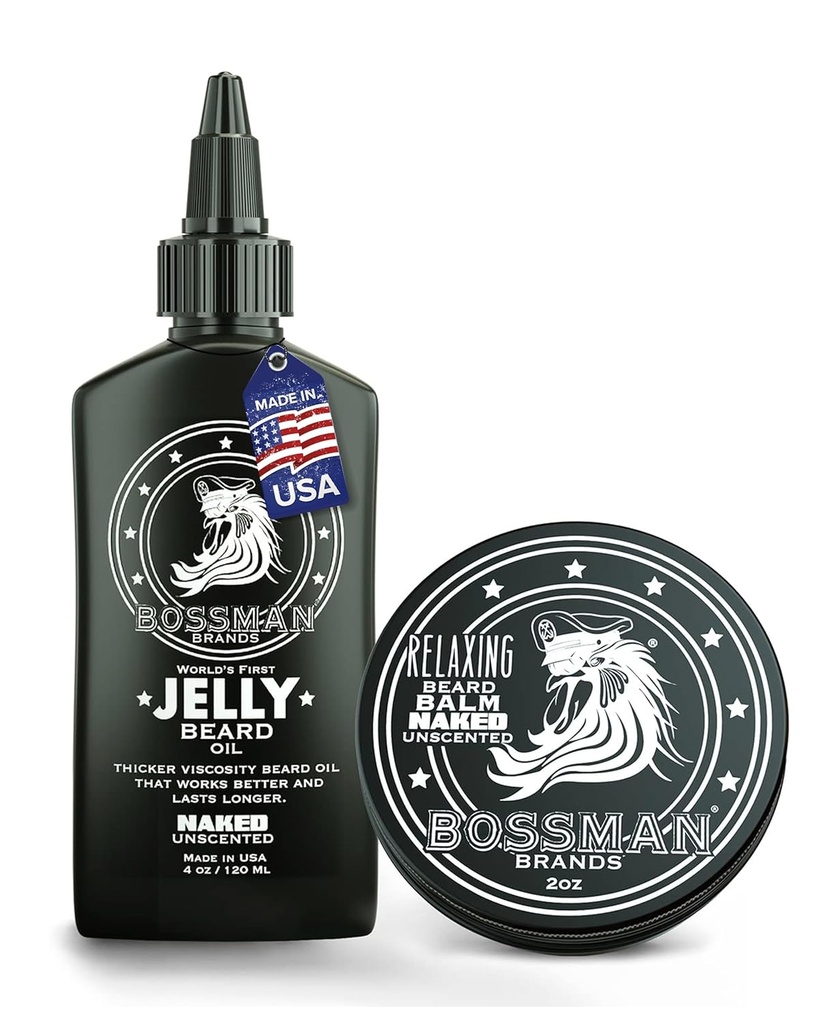Bossman Bart Öl Jelly und entspannende Bart Balm Combo- Naked Duft