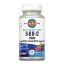 KAL Vitamine B-6, B-12 et supplément à l'acide folique, santé cardiaque, énergie et soutien des cellules du sang rouge*, avec vitamine B12 méthylcobalamine et folate, saveur de baie naturelle, 60 portions, 60 comprimés micro ActivMelt
