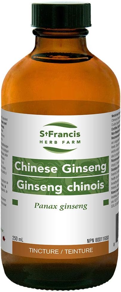St Francis Herb Farm - Chinesischer Ginseng (Panax Ginseng, Wurzel) Certified Organic Herbal Tincture Extract – traditionell in der Kräutermedizin als unterstützende Therapie für die Förderung gesunder