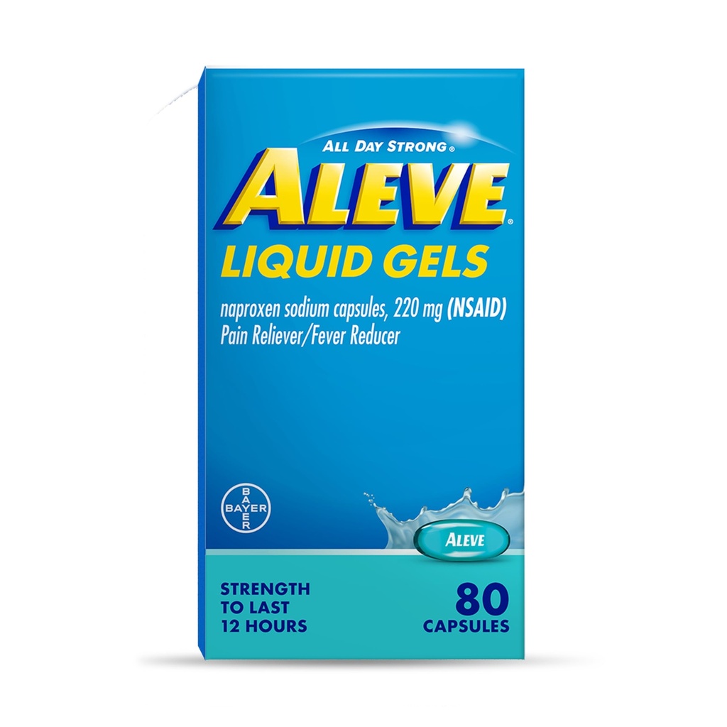 Aleve Pain Reliever & Fever Reducer Gels liquides, Naproxène de sodium, soulagement de la douleur, 80 Compte