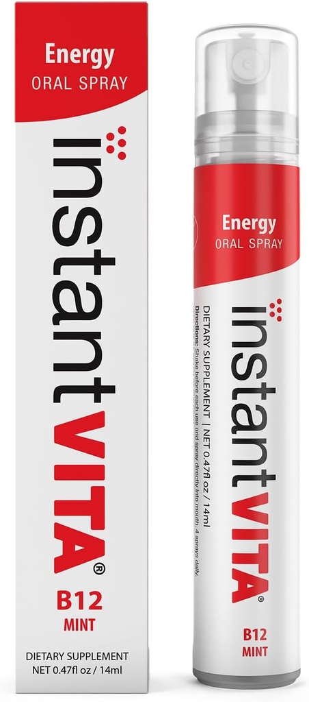 Instantvita Energy Supplement – Vitamin B12 1000 mcg Oral Spray für schnellere Absorption, 1-Monats-Versorgung, Minz Flavor, 0.47 Fl Oz