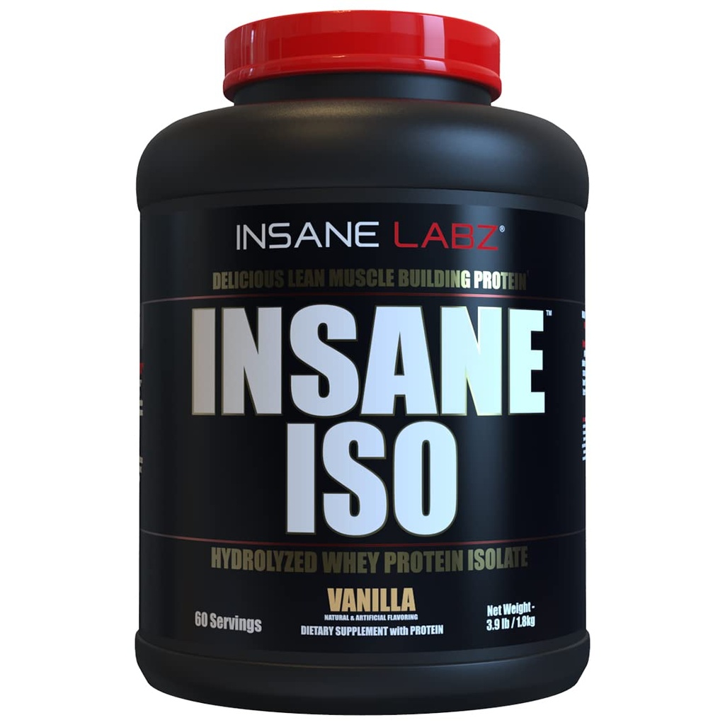 Insane Labz Insane ISO Whey Protein Powder Mit 25g hydrolysiertem Whey Isolat, 60 Portionen, Vanille