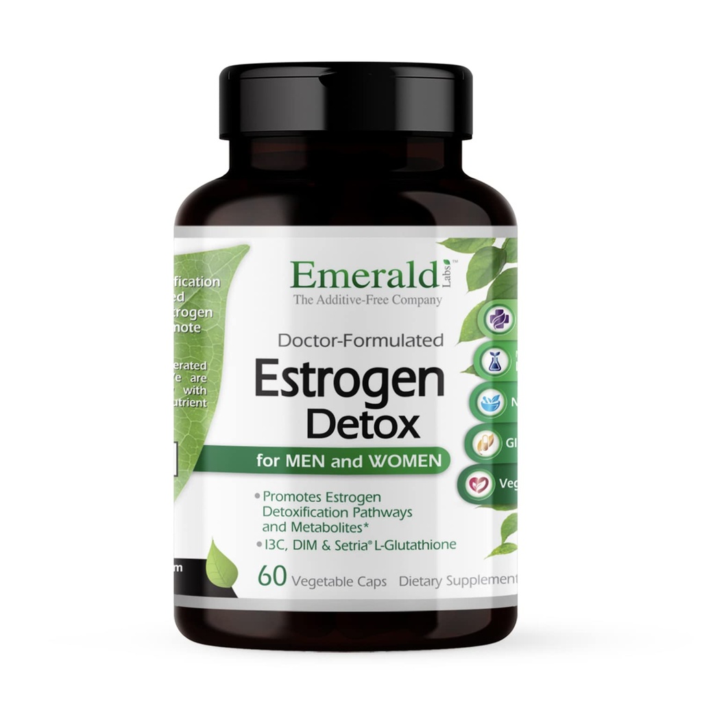 EMERALD LABS Estrogen Detox - soutient l'équilibre hormonal pour les femmes et les hommes* - comprend I3C, DIM et Setria L-Glutathion - végétalien, sans gluten - 60 capsules végétales (30 jours d'approvisionnement)
