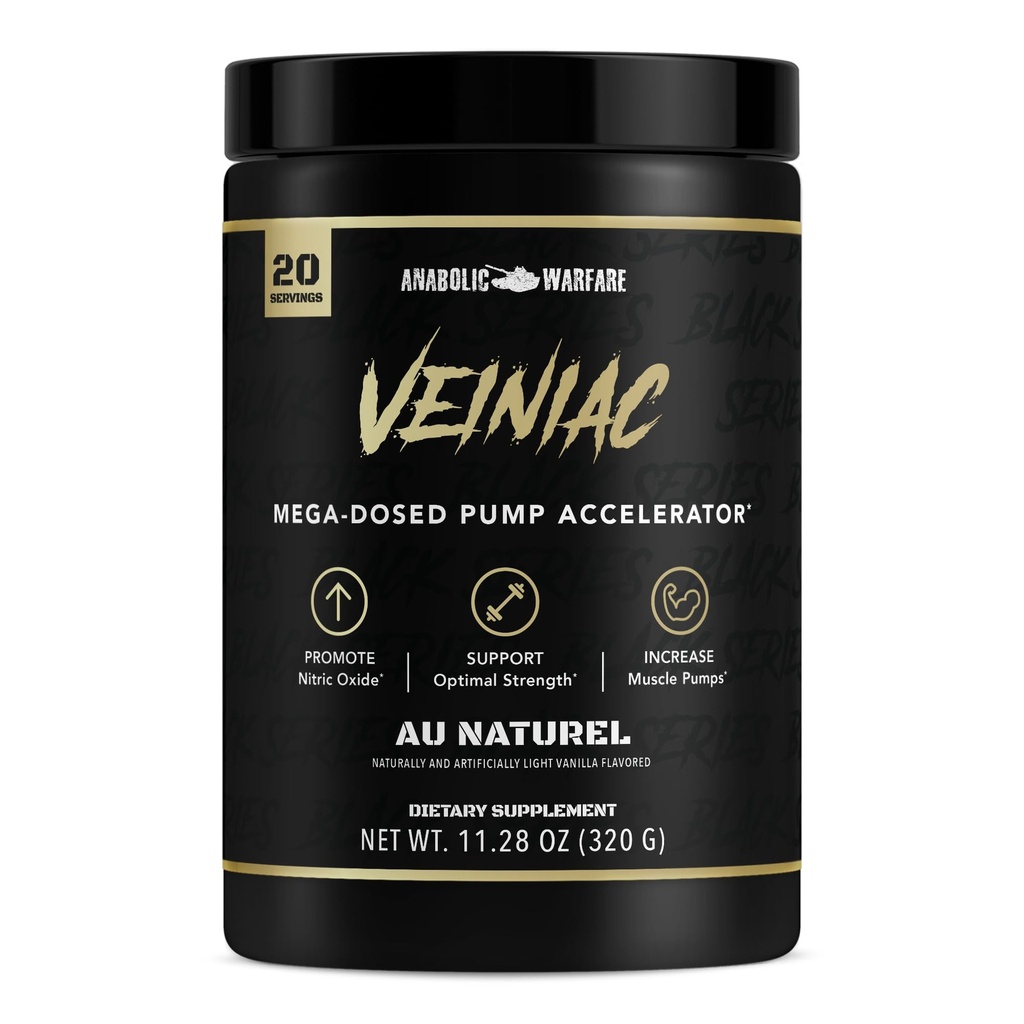 Anabole Warfare Veiniac Muskel-Pumpen-Aktivator Ergänzung Stimulant kostenlose Vor-Workout mit L-Citrulline, Betaine Anhydrous, & Hinzugefügt AGMassTM, erhöht Nitric Oxid*, Natürliche 20 Servierungen