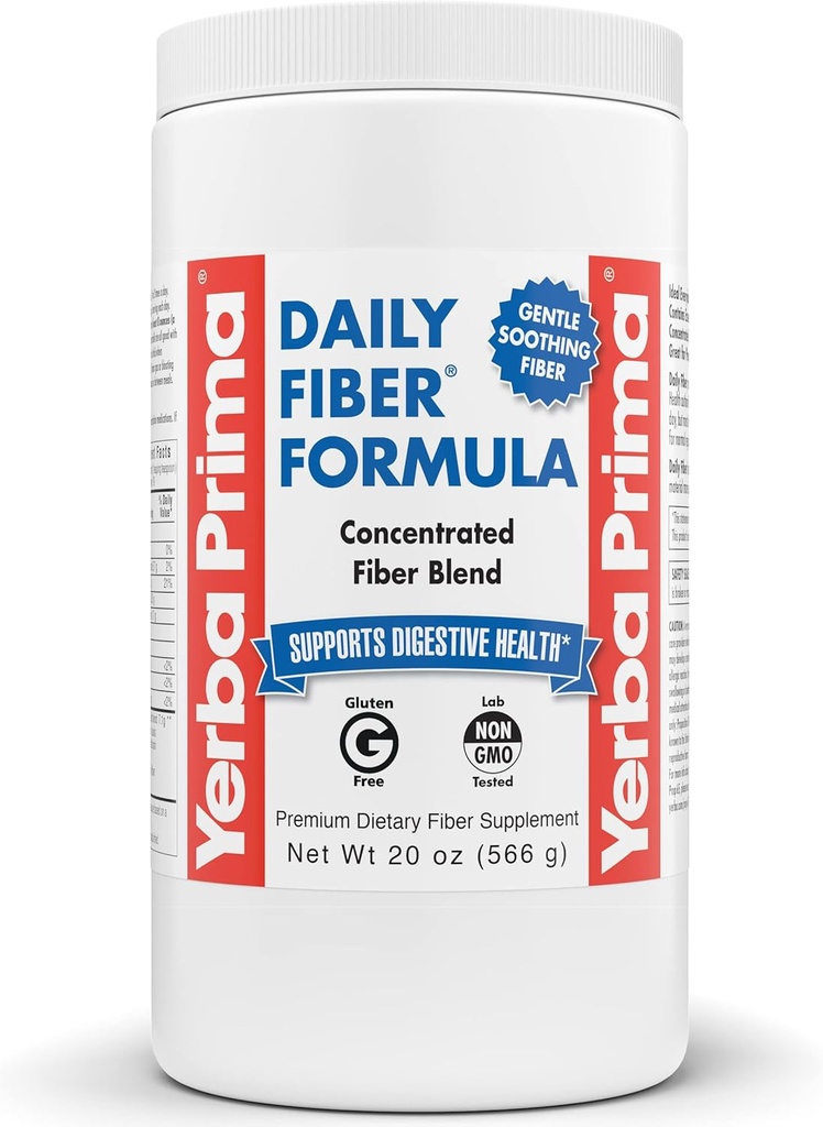 Yerba Prima Daily Fiber Formula - 20 oz Powder - Unflavored, Konzentrierte Mischung aus löslich/unlöslich, Psyllium Seed Husks, Acacia Gum, Apple Fiber for Bulk - Diät-Bulking Supplement - Regularity