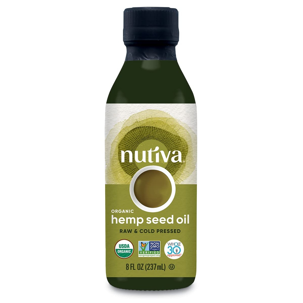 Nutiva Organic, Cold-Pressed, Unrefined Hemp Seed Oil from non-GMO, Sustainably Farmed Canadian Hemp, 8-ounces