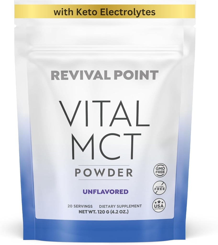 Premium Unflavored MCT-Öl-Pulver mit Keto-Elektrolyten- Creamer für Kaffee, Tee und Shakes- Inklusive 15x Bioverfügbare Chromium Picolinate, C10 und C8 MCT-Öl aus Kokosnüssen – 120 Gramm