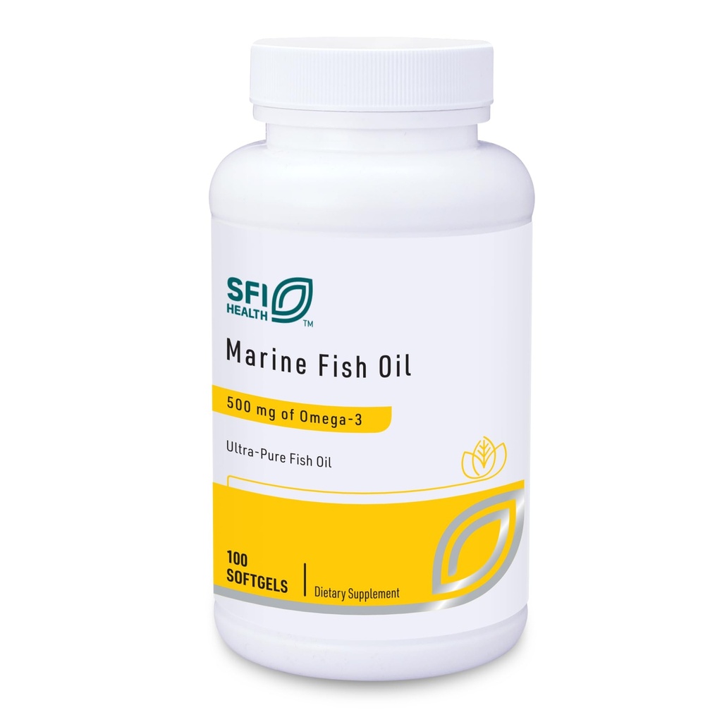 Klaire Labs SFI Health Marine Fish Oil - Ultra Pure 300 Milligramme EPA & 200 Milligramme DHA Omega 3 Unflavored Fish Oil mit keinen Fischgeschmack, Cholesterol-Free & Gluten-Free (100 Softgels)